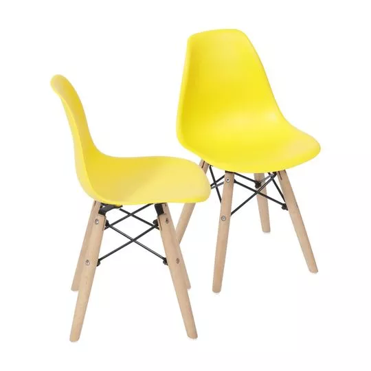 Jogo De Cadeiras Eames Infantil- Amarelo & Bege Claro- 2Pçs- Or Design