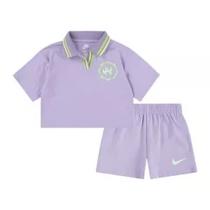 Conjunto De Cropped Com Bordado & Short<BR>- Lilás<BR>- Nike