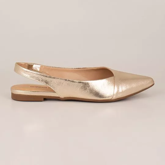Slingback Em Couro Metalizado- Dourado