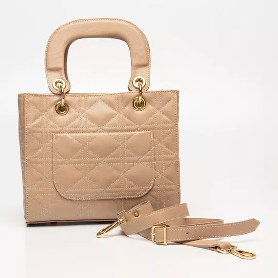 Bolsa De Mão Em Couro- Bege