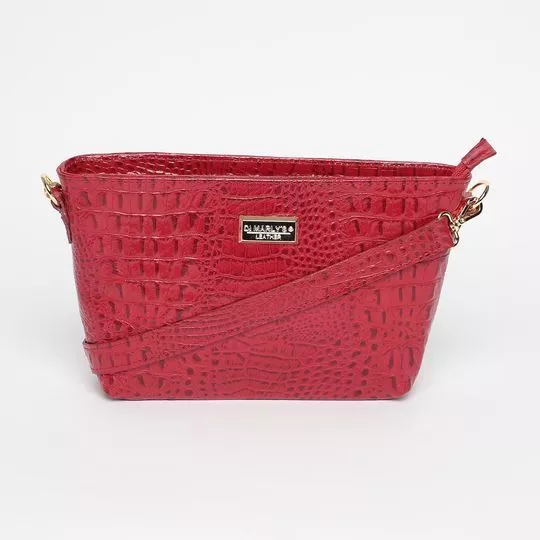 Bolsa De Ombro Em Couro Texturizada- Vermelha- 17x20x7cm