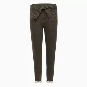 Calça Skinny Com Amarração<BR>- Cinza Escuro
