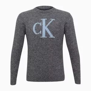 Suéter CK® Em Tricô<BR>- Cinza Escuro