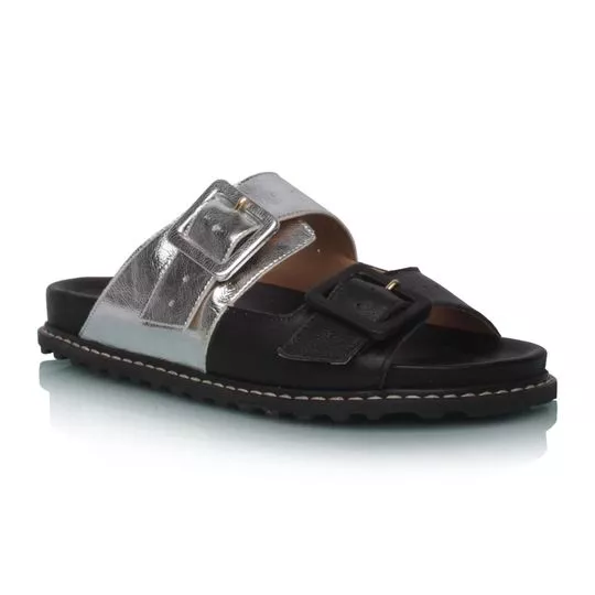 Birken Em Couro- Preta & Prateada