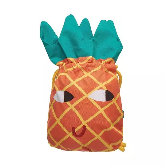 Bolsa Saco Abacaxi- Laranja & Amarela- 33x19,5cm- Fábula