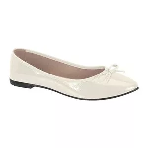 Sapatilha Envernizada Com Laço<BR>- Branca<BR>- Moleca