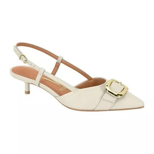 Slingback Com Aviamento- Branco- Salto: 3,23cm- Vizzano