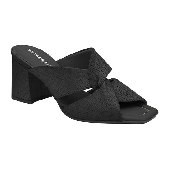 Tamanco Com Tiras Cruzadas- Preto- Salto: 6cm