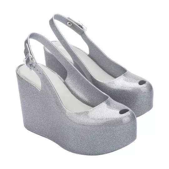 Melissa Groovy Wedge- Prateada- Melissa