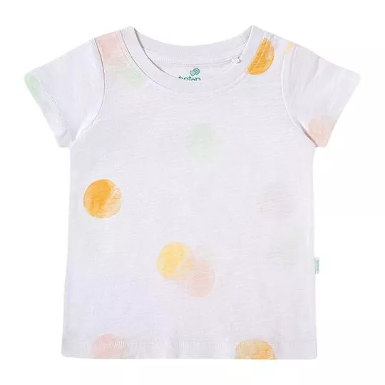 Camiseta Abstrata- Off White & Laranja