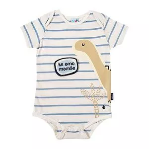 Body Te Amo Mamãe<BR>- Off White & Azul<BR>- Tip Top