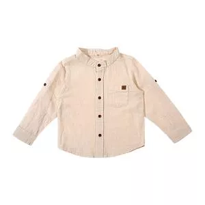 Camisa Com Bolso<BR>- Bege Claro