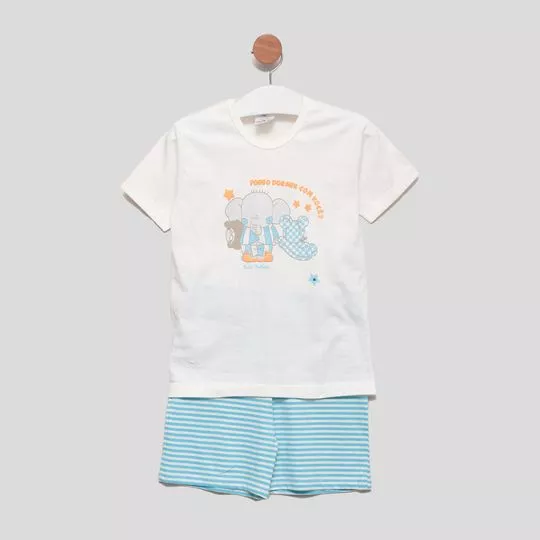 Pijama Elefantinho - Branco & Azul Claro
