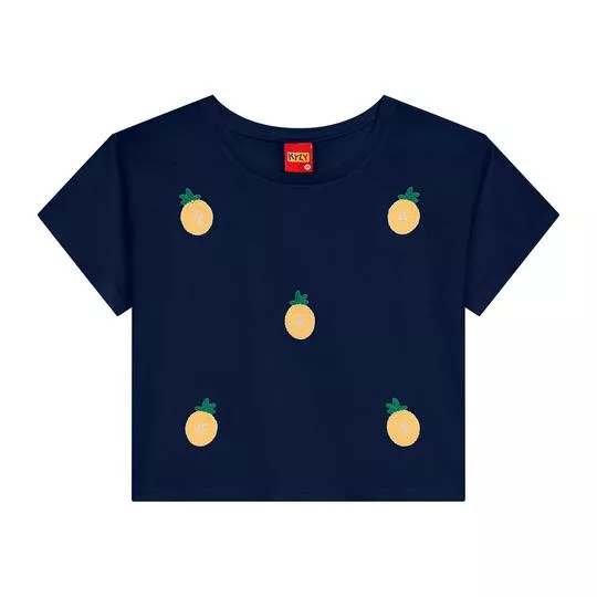 Cropped Abacaxis- Azul Marinho & Amarelo