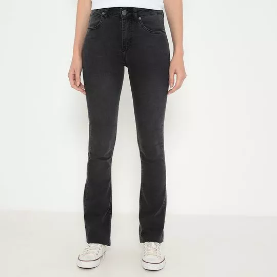 Calça Boot Cut Em Sarja- Preta