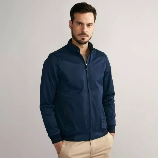Jaqueta Em Sarja- Azul Marinho- Highstil