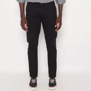 Calça Chino Em Sarja<BR>- Preta