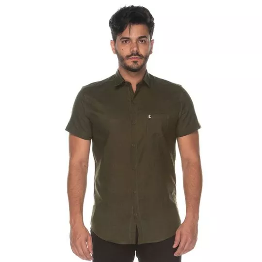 Camisa Com Bolso- Verde Militar- Polo Club