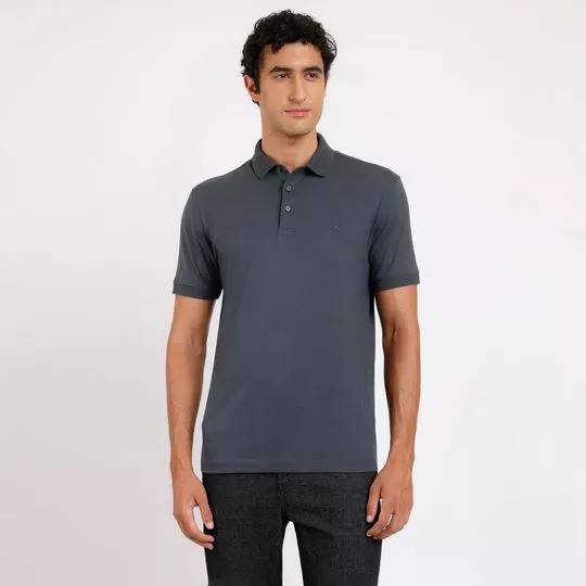 Polo Básica Algodão Pima- Cinza Escuro