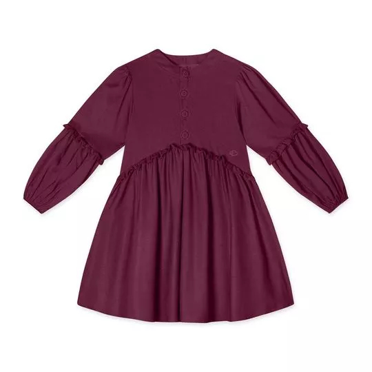 Vestido Com Franzidos- Bordô