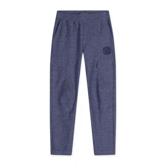 Calça Reta Lisa- Azul Escuro