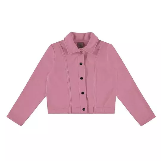 Jaqueta Cropped Com Recortes- Rosa- Mundi