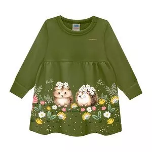 Vestido Porco Espinho<BR>- Verde Escuro
