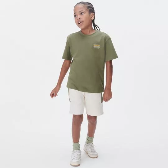 Camiseta Com inscrições- Verde Militar