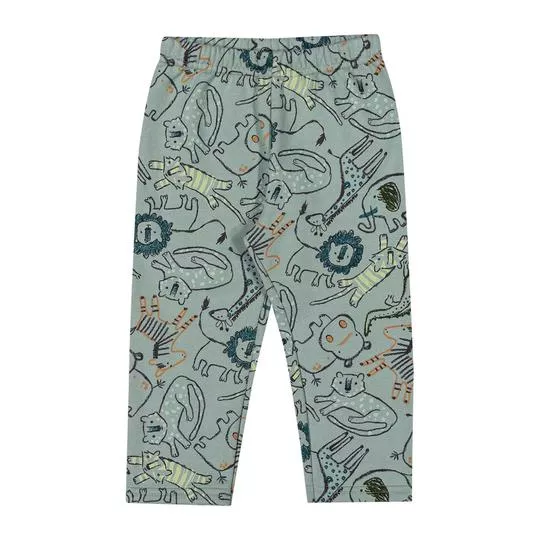Calça Reta Animais- Verde & Preta