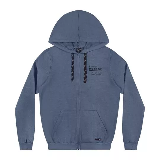 Jaqueta Em Moletom Com Capuz- Azul Escuro