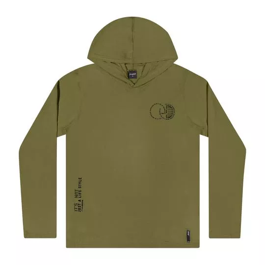 Camiseta Com Capuz- Verde Militar & Preta