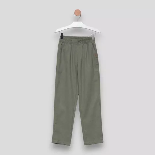 Calça Reta Com Recortes- Verde- Oliver