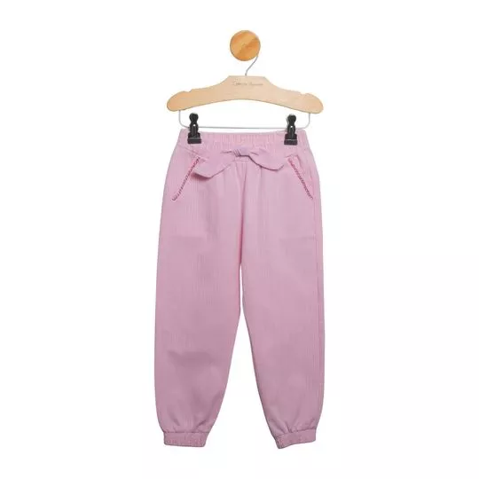 Calça Jogger Listrada Com Aplicação- Rosa Claro- Gabriela Aquarela