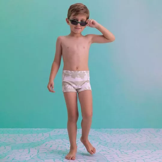 Sunga Coqueiros- Branca & Bege- Boy Joy