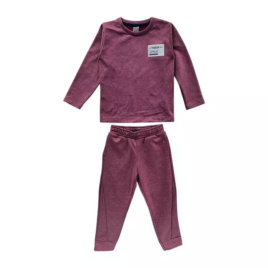 Conjunto De Camiseta & Calça Jogger Tigor®- Rosa Escuro