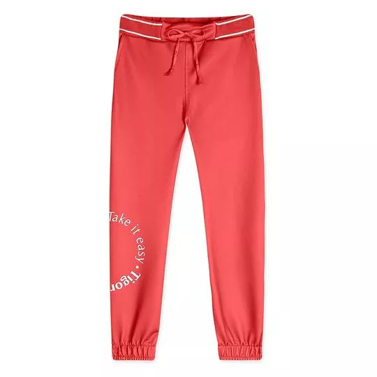 Calça Jogger Tigor® - Vermelha & Off White
