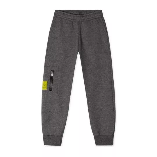 Calça Jogger Com Bolso- Cinza Escuro