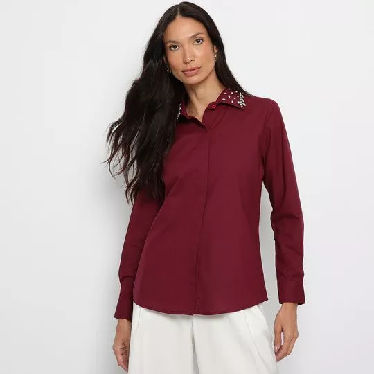 Camisa Lisa - Vinho- Teodoro Camisaria