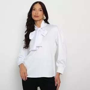 Camisa Com Laço<br /> - Branco<BR>- Teodoro Camisaria