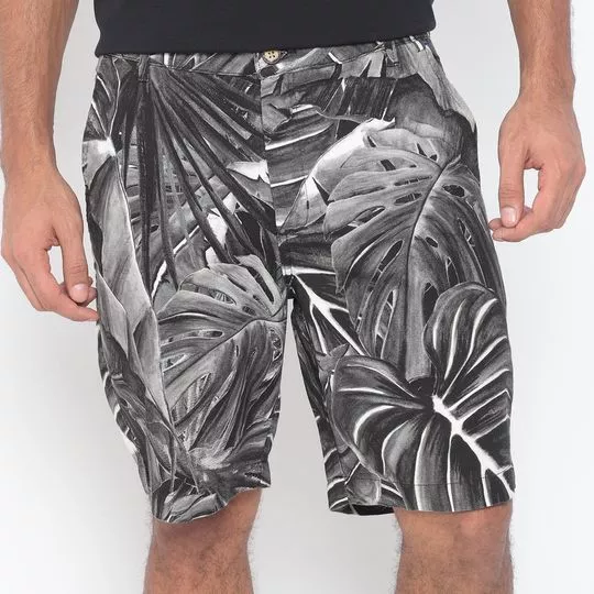 Bermuda Folhagens- Preto & Cinza