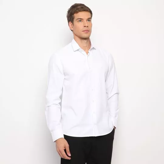 Camisa Slim Fit Texturizada- Branca