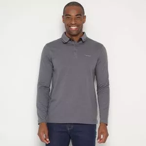 Polo Jacquard<BR>- Cinza Escuro