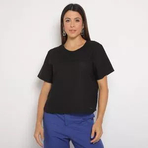 Blusa Com Linho<BR>- Preta<BR>- Vip Reserva