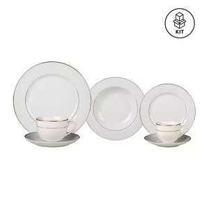 Aparelho De Jantar Majesty<BR>- Branco & Dourado<BR>- 42Pçs<BR>- L'hermitage