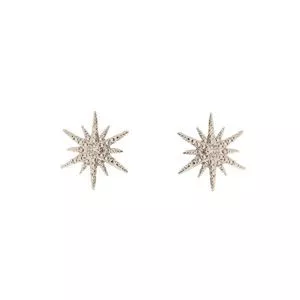 Par De Brincos Banhado A Ródio<BR>- Prateado<BR>- 0,4x0,4cm<BR>- Anna Pimentel