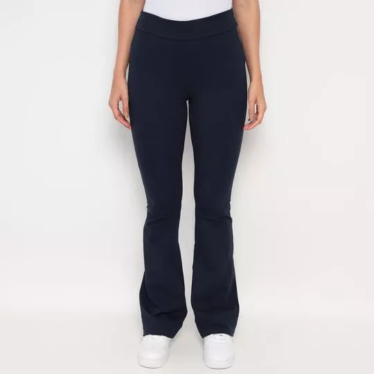 Calça Flare Lisa- Azul Marinho- Malwee