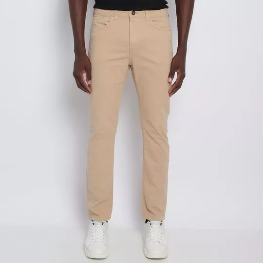 Calça Skinny Com Bolsos- Marrom Claro- Malwee