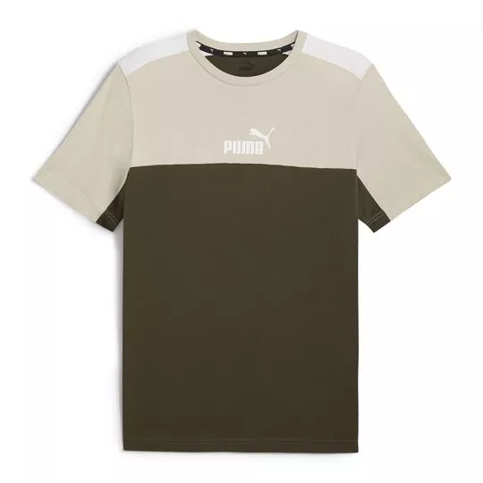 Camiseta Puma®- Verde Escuro & Bege Claro