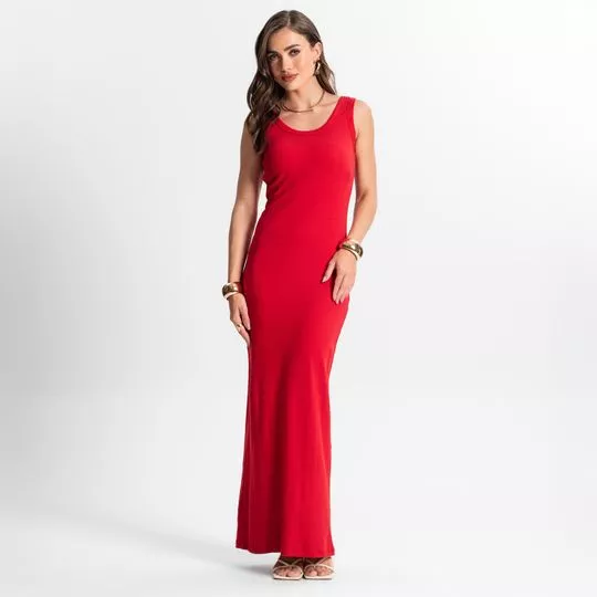 Vestido Longo Liso - Vermelho - Endless