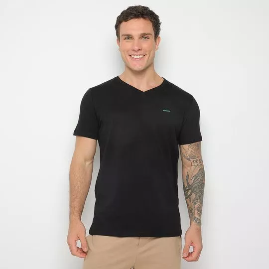 Camiseta Com Recortes- Preto